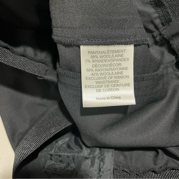 Tory Burch Wool Straight Leg Pants Black Size 8 Grosgrain Waistband - Picture 6 of 7